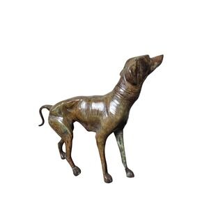 Vintage Bronze Hunting Dog Statue Italian Mid Century Hound Pointer Sculpture